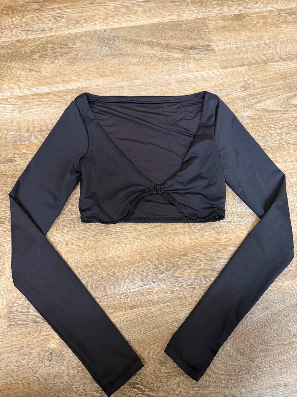 SKIMS Black Long Sleeve Cropped Twist-Knot Top